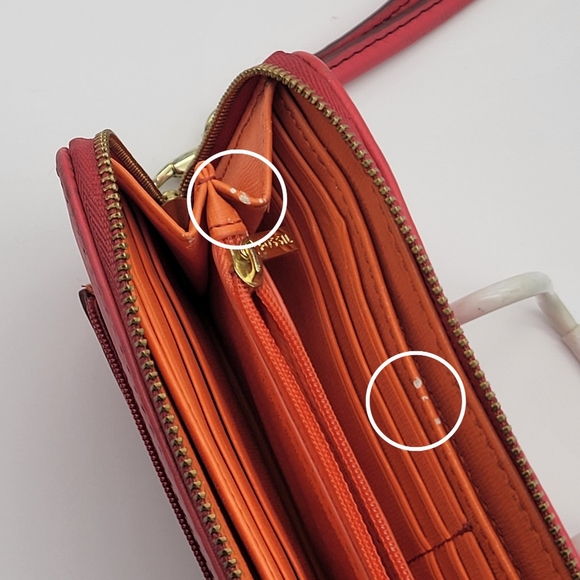 FOSSIL Sydney Leather Zip Clutch Wallet Wristlet Organizer - Picture 5 of 8